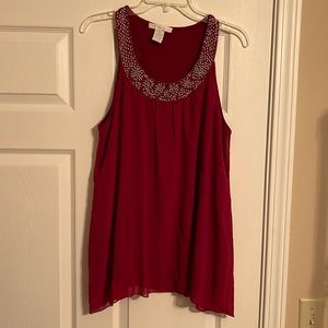 Maroon Beaded Tank Top Size: Women’s XL by Design History